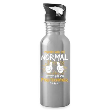 Pyrotechniker Spruch - Trinkflasche mit integriertem Trinkhalm - Lightsilver - Rechts