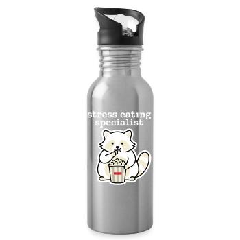Stress Eating Specialist Waschbär - Trinkflasche mit integriertem Trinkhalm - Lightsilver - Rechts