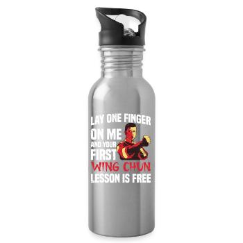  Wing Chun Kung Fu Training Lesson Teacher Wing - Water bottle with straw - silver - Right
