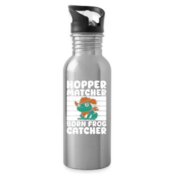 Frog Catcher Hopper Matcher Frog - Trinkflasche mit integriertem Trinkhalm - Lightsilver - Rechts