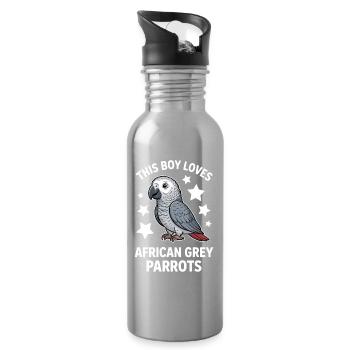 Graupapagei Sprüche Lustiges Graupapagei Geschenk  - Trinkflasche mit integriertem Trinkhalm - Lightsilver - Rechts