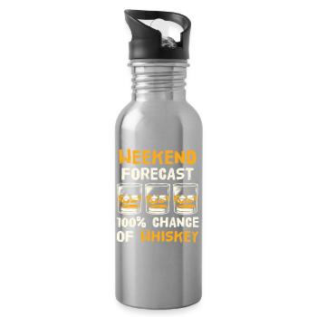 Weekend Forecast 100% Chance of Whiskey Fun Art - Water bottle with straw - silver - Right