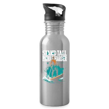 Stand Up Paddle Stand Tall Paddle Harder - Water bottle with straw - silver - Right