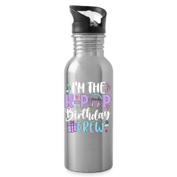 I'm The K Pop Birthday Crew - Trinkflasche mit integriertem Trinkhalm - Lightsilver - Rechts