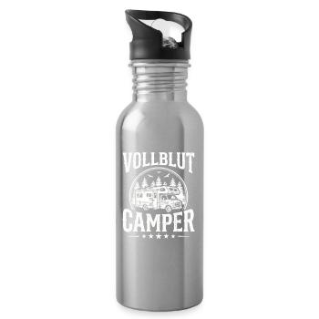 Camper Shirt for Real Camping Fans - Water bottle with straw - silver - Right