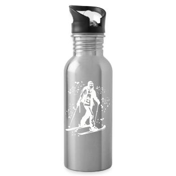 Alpine skier Winter sports Ski touring - Water bottle with straw - silver - Right