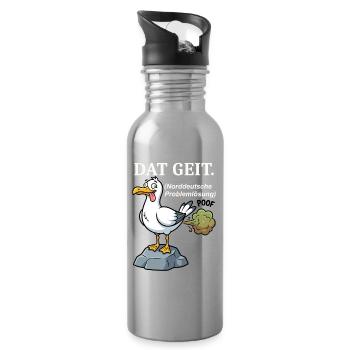 Norddeutscher Humor Spruch Dat Geit - Trinkflasche mit integriertem Trinkhalm - Lightsilver - Rechts