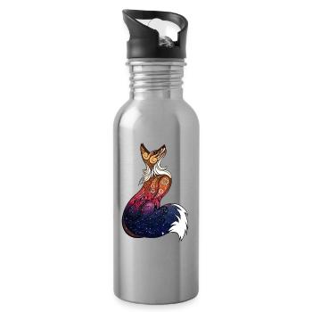 Kosmischer Mandala-Fuchs - Trinkflasche mit integriertem Trinkhalm - Lightsilver - Rechts