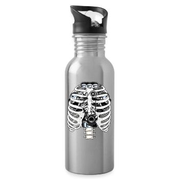 Biomech Ribcage-Motormechaniker - Trinkflasche mit integriertem Trinkhalm - Lightsilver - Rechts