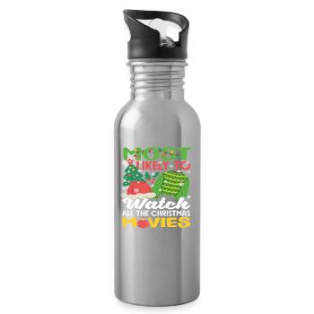 Wahrscheinlich Weihnachtsfilme Gucker Lustig - Trinkflasche mit integriertem Trinkhalm - Lightsilver - Rechts
