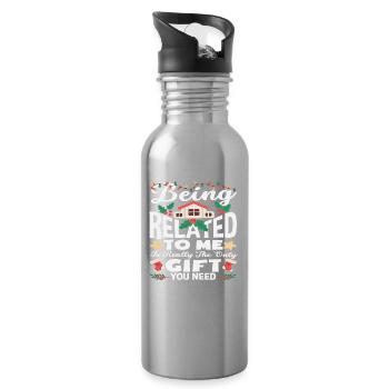 Mit Mir Verwandt Sein Ist Das Einzige Präsent - Trinkflasche mit integriertem Trinkhalm - Lightsilver - Rechts