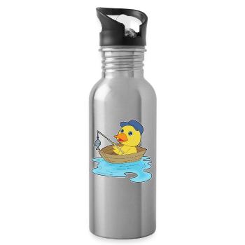Pêche au poisson canard pêcheur - Gourde avec paille intégrée - argent clair - Droite