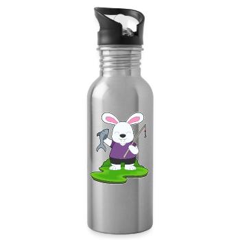 Pêche au poisson pêcheur lapin. - Gourde avec paille intégrée - argent clair - Droite