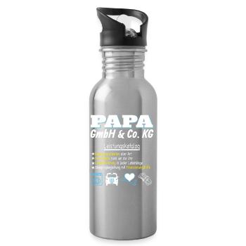 Firma Papa unterstützt in allen Lebenslagen - Trinkflasche mit integriertem Trinkhalm - Lightsilver - Rechts