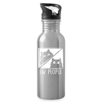 Ew People Katzenliebhaber Katzenhumor Antisozial - Trinkflasche mit integriertem Trinkhalm - Lightsilver - Rechts