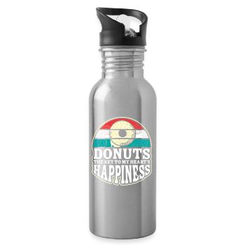 Donut fast food - Water bottle with straw - silver - Right