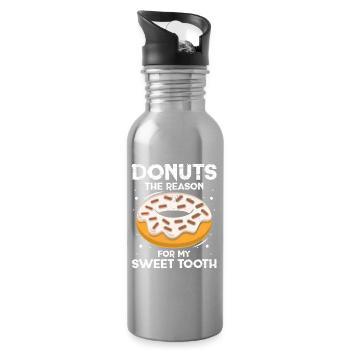Donut fast food - Water bottle with straw - silver - Right