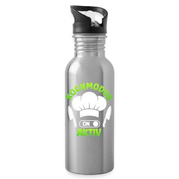 Küchenchef KOCHMODUS AKTIVIERT Lustiges - Trinkflasche mit integriertem Trinkhalm - Lightsilver - Rechts