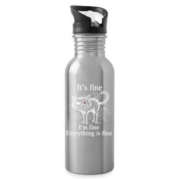 It's Fine I'm Fine Everything is Fine Katzen - Trinkflasche mit integriertem Trinkhalm - Lightsilver - Rechts