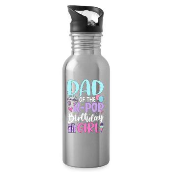 Dad Of The K Pop Birthday Girl - Trinkflasche mit integriertem Trinkhalm - Lightsilver - Rechts