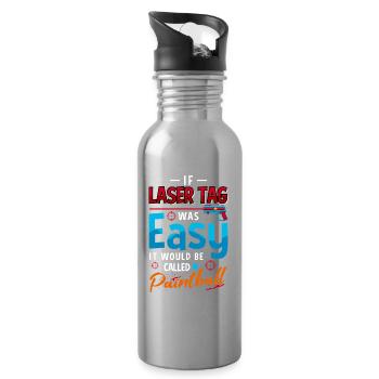 Laser Tag Easy Paintball Funny Gaming Design - Water bottle with straw - silver - Right