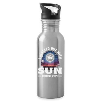 Sonnenfinsternis 2026, 12. August - Trinkflasche mit integriertem Trinkhalm - Lightsilver - Rechts