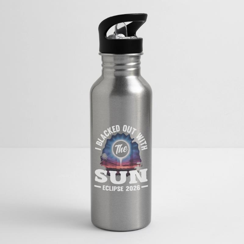 Solar eclipse 2026, August 12 Water bottle with straw