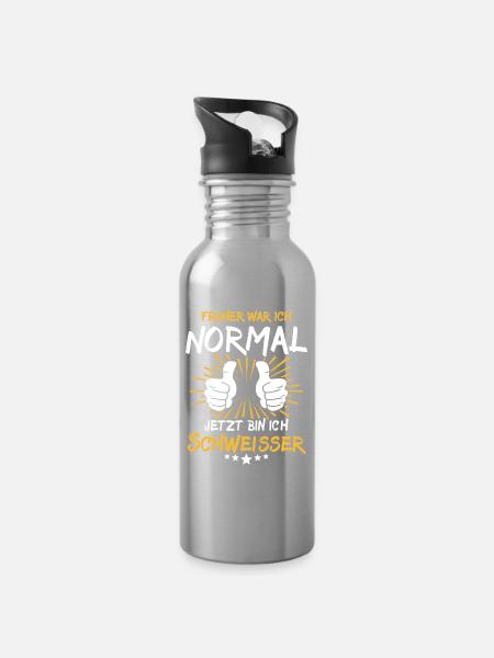 Schweisser Spruch - Trinkflasche mit integriertem Trinkhalm - Lightsilver