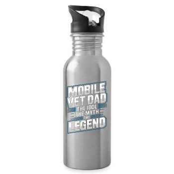 Mobile Vet Dad The Idol The Myth Veterinary Clinic - Water bottle with straw - silver - Right