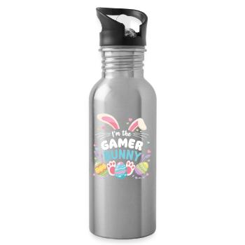 I'm The Gamer Bunny Sweet Easter Family - Water bottle with straw - silver - Right