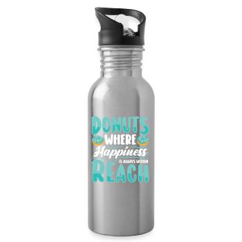 Donut fast food - Water bottle with straw - silver - Right