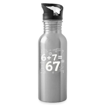 Six Seven 67 Meme 6+7=67 Italian Brainrot Humor - Water bottle with straw - silver - Right