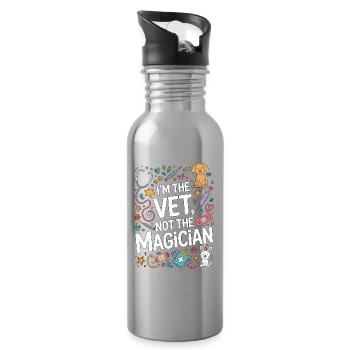 I'm The Vet Not The Magician Veterinary Assistant - Water bottle with straw - silver - Right
