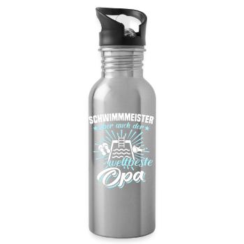 Bademeister Opa Schwimmmeister - Trinkflasche mit integriertem Trinkhalm - Lightsilver - Rechts