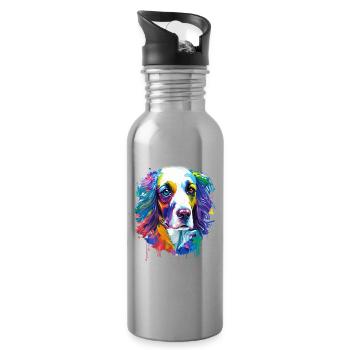 Englischer Springer Spaniel Bunte Spritzkunst - Trinkflasche mit integriertem Trinkhalm - Lightsilver - Rechts