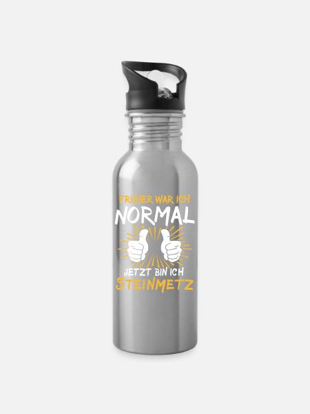 Steinmetz Spruch - Trinkflasche mit integriertem Trinkhalm - Lightsilver