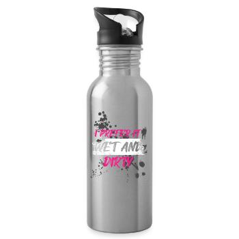 Wet and dirty Schlammlauf Mud Run Muddy Race - Water bottle with straw - silver - Right