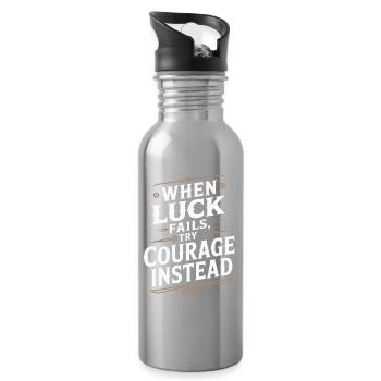 Citation vintage Le courage sur la chance - Gourde avec paille intégrée - argent clair - Droite