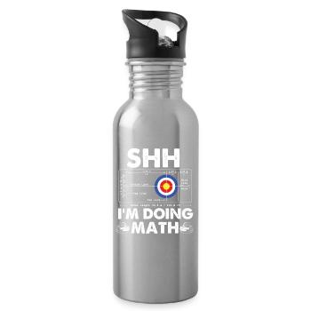 Pssst, ich mache Mathe Curling Curler Humor - Trinkflasche mit integriertem Trinkhalm - Lightsilver - Rechts