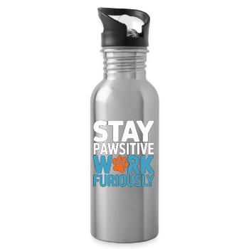Vet Tech Stay Pawsitive Work Furiously Pet Care - Trinkflasche mit integriertem Trinkhalm - Lightsilver - Rechts
