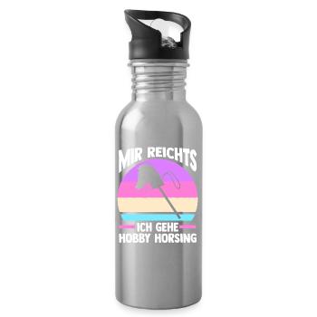 Steckenpferd Hobbyhorse Hobby Horsing - Trinkflasche mit integriertem Trinkhalm - Lightsilver - Rechts