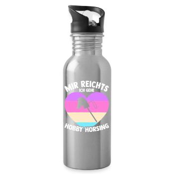 Steckenpferd Hobbyhorse Hobby Horsing - Trinkflasche mit integriertem Trinkhalm - Lightsilver - Rechts