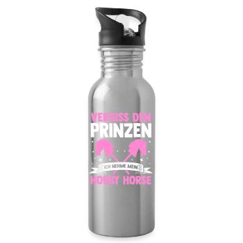 Steckenpferd Hobbyhorse Hobby Horsing - Trinkflasche mit integriertem Trinkhalm - Lightsilver - Rechts