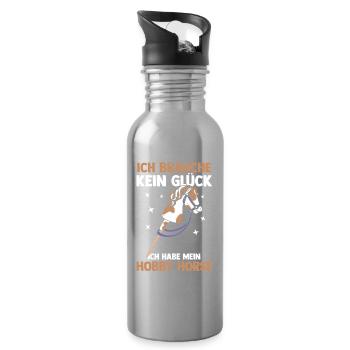 Steckenpferd Hobbyhorse Hobby Horsing - Trinkflasche mit integriertem Trinkhalm - Lightsilver - Rechts