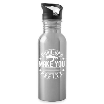 Gym Junkies Push-Ups Make Pretty Calisthenics - Trinkflasche mit integriertem Trinkhalm - Lightsilver - Rechts