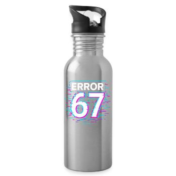 Error 67 Six Seven Glitch Cyber Meme Gift Idea - Water bottle with straw - silver - Right