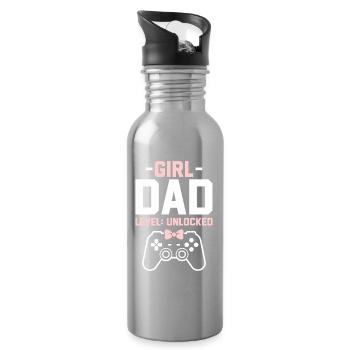 Dad-to-be & Father, Birth Daughter Girl - Water bottle with straw - silver - Right