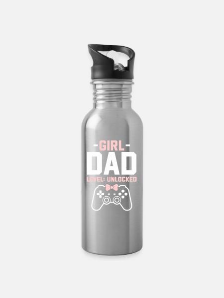 Werdender Papa & Vater, Geburt Tochter Mädchen - Trinkflasche mit integriertem Trinkhalm - Lightsilver