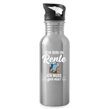Ich bin in Rente – Ich muss gar nix - Trinkflasche mit integriertem Trinkhalm - Lightsilver - Rechts