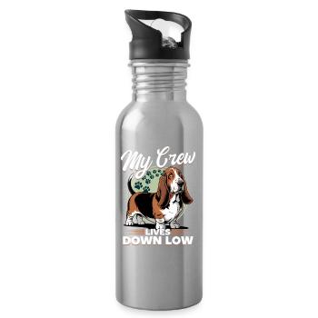 Funny Dog Breed Basset Hound - Trinkflasche mit integriertem Trinkhalm - Lightsilver - Rechts